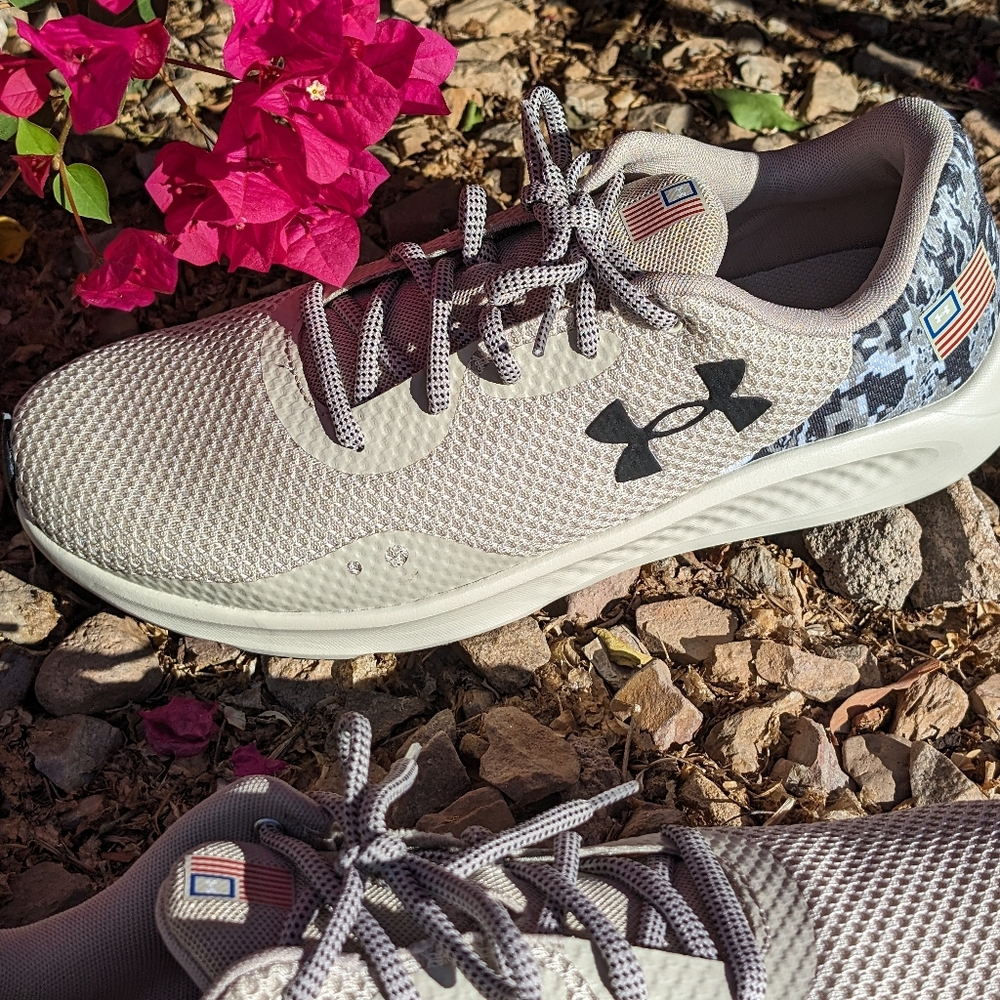 Men's UA Charged Pursuit 3 USA Running Shoes Size 12 Khaki Base - 200 - Picture 8 of 16